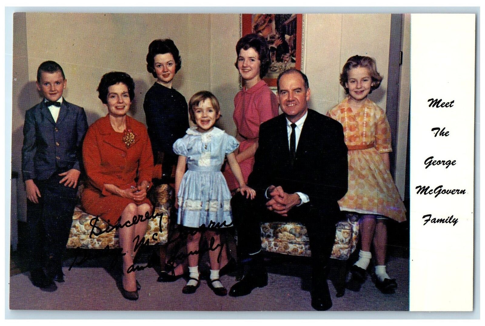 c1960's Meet George McGovern Family Sioux Falls South Dakota Political Postcard