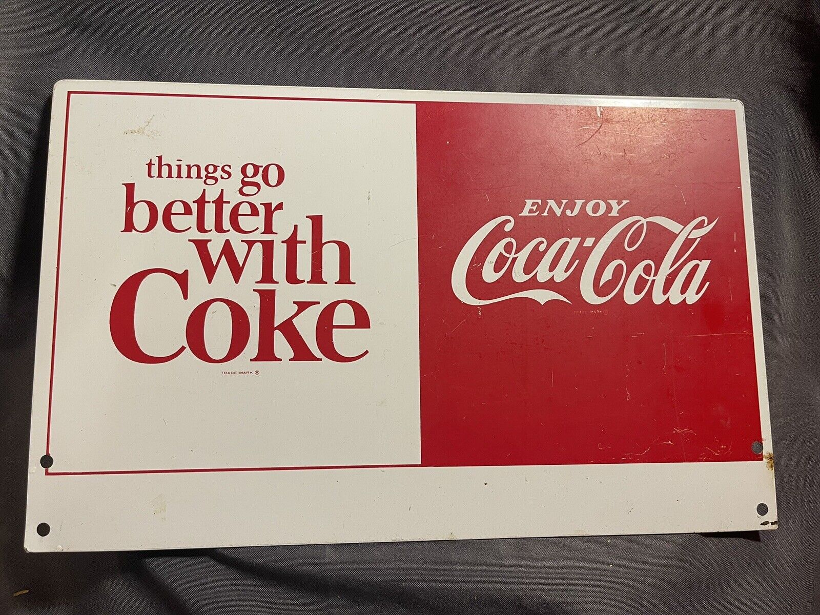 Vintage Original Coca Cola Rack Topper Things Go Better With Coke two sided