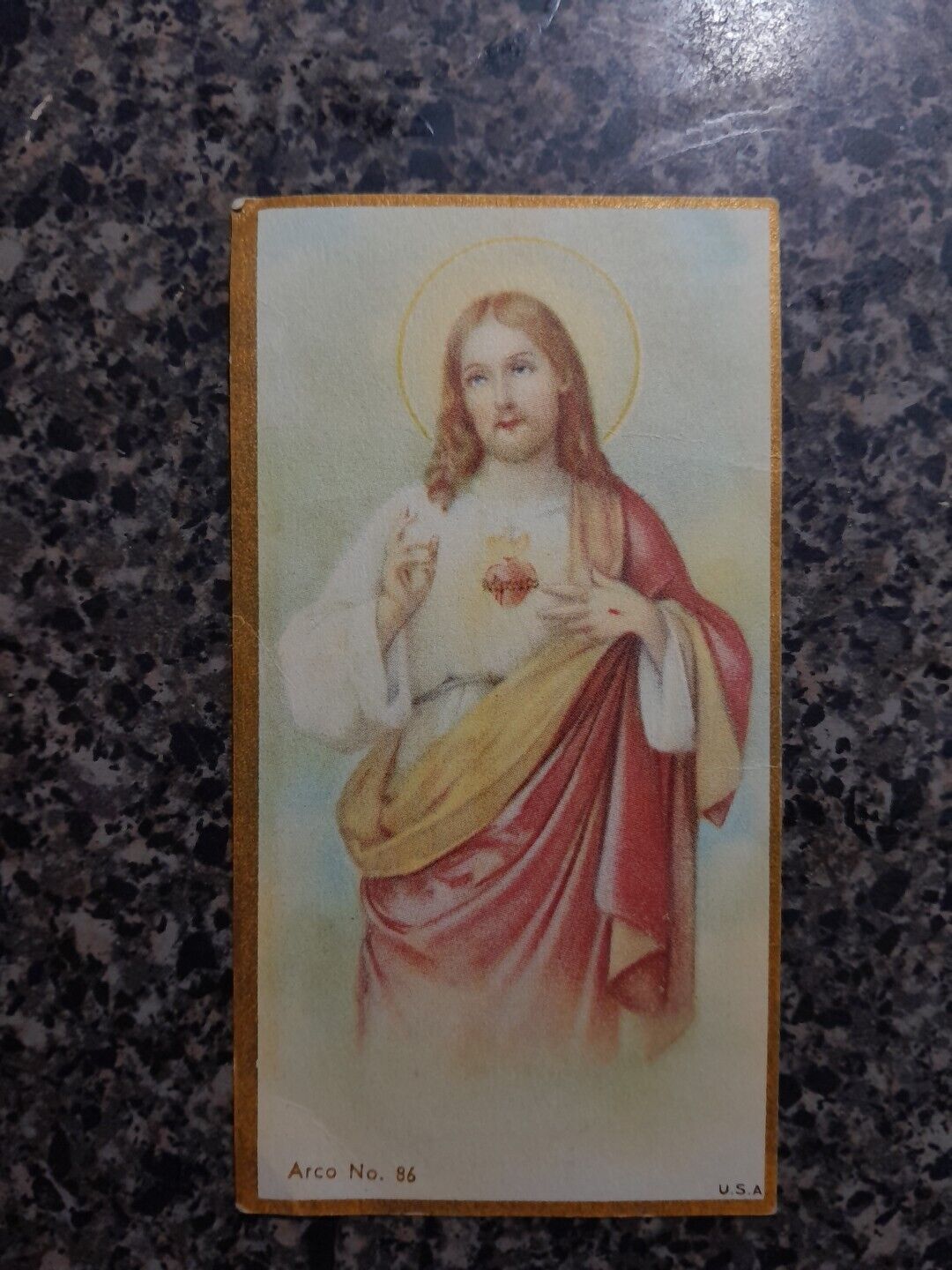 Vintage Sacred Heart of Jesus Funeral Holy Card 1954