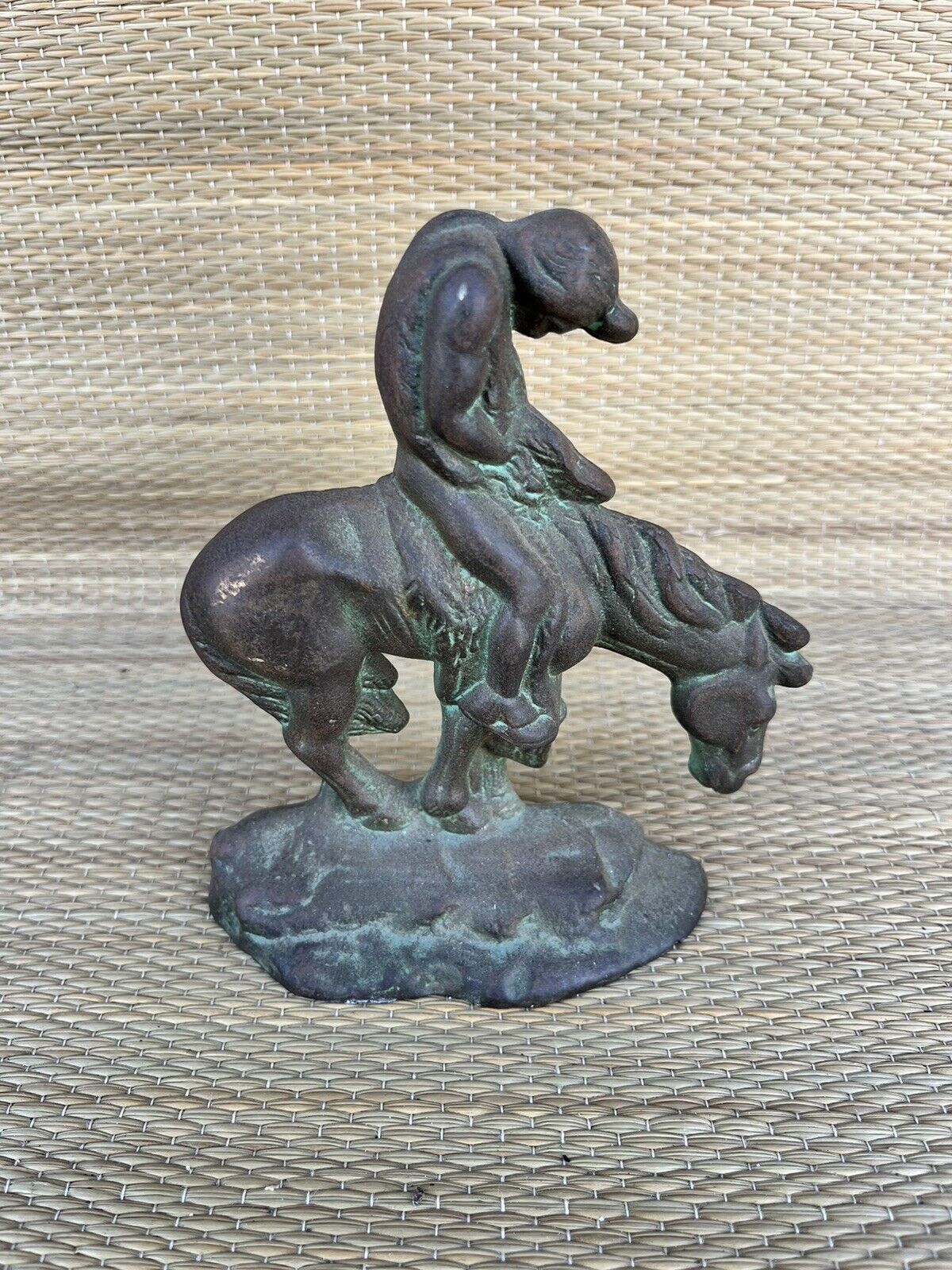 Vintage Indian On Horse Cast Iron/Metal Bookend Statue \