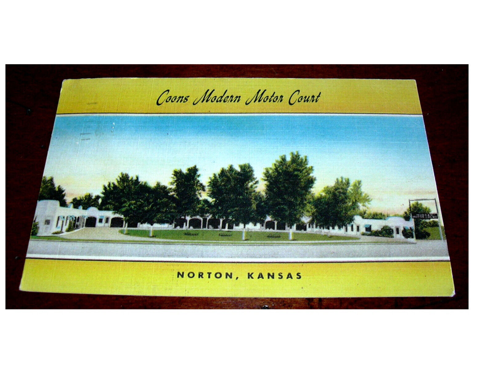 1954 Linen Postcard COONS MODERN MOTOR COURT Norton Kansas 36 Modern