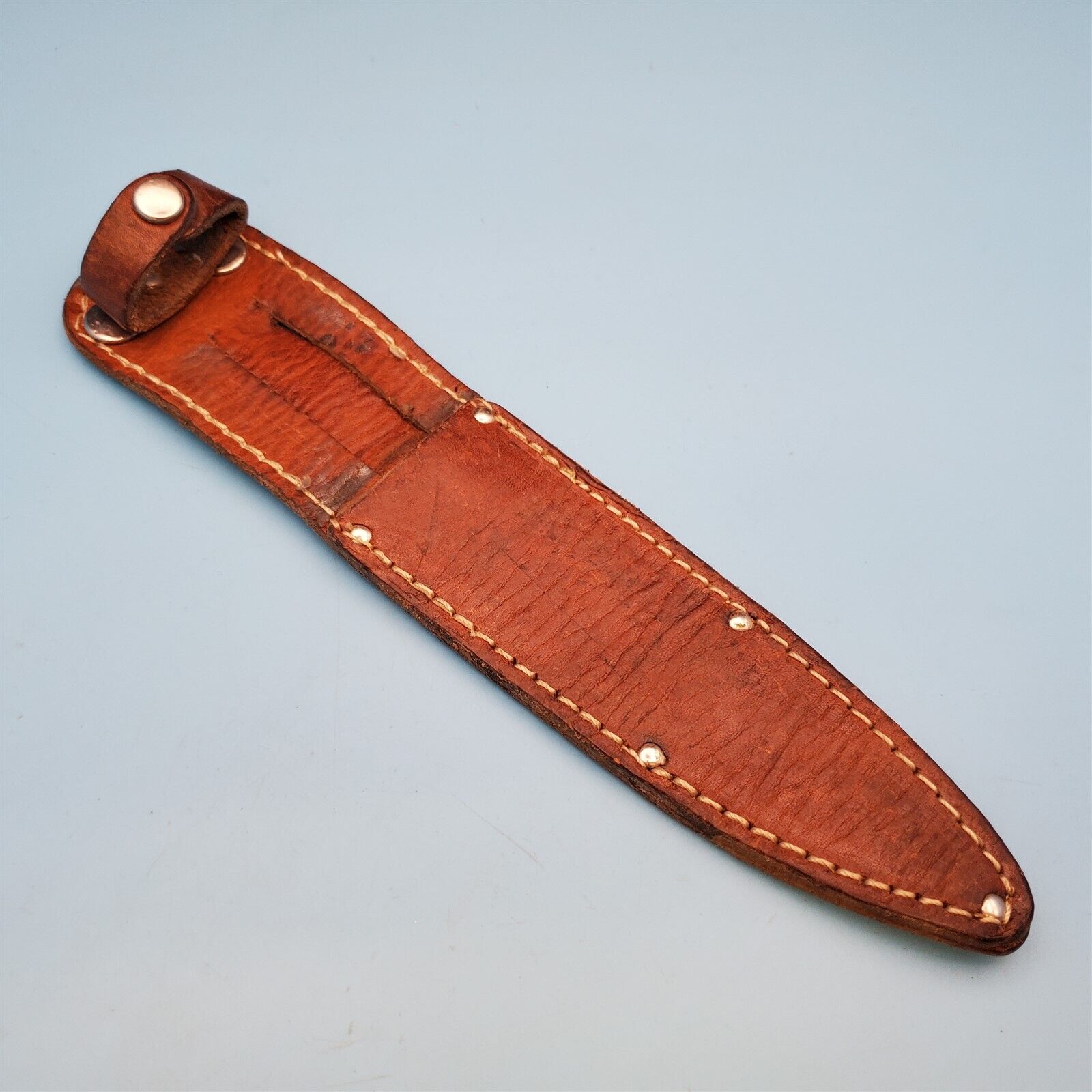 VTG Fixed Blade Knife Sheath Brown Dagger Double edge Leather Belt Case 9\