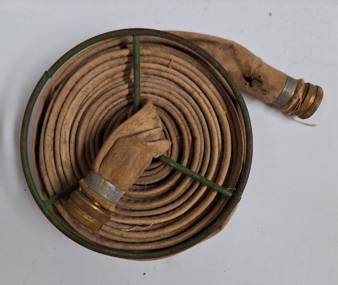 Vintage Fire Hose With Wall Mountable Reel Approx 40-50\' Feet Man Cave L👀K 