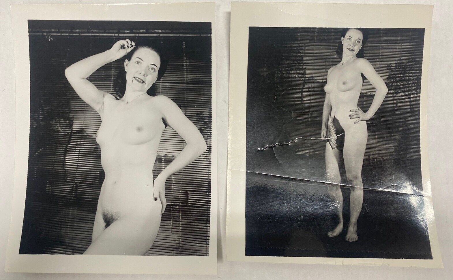 2 Vintage Original Photographs Nude Woman Art Photos Black & White