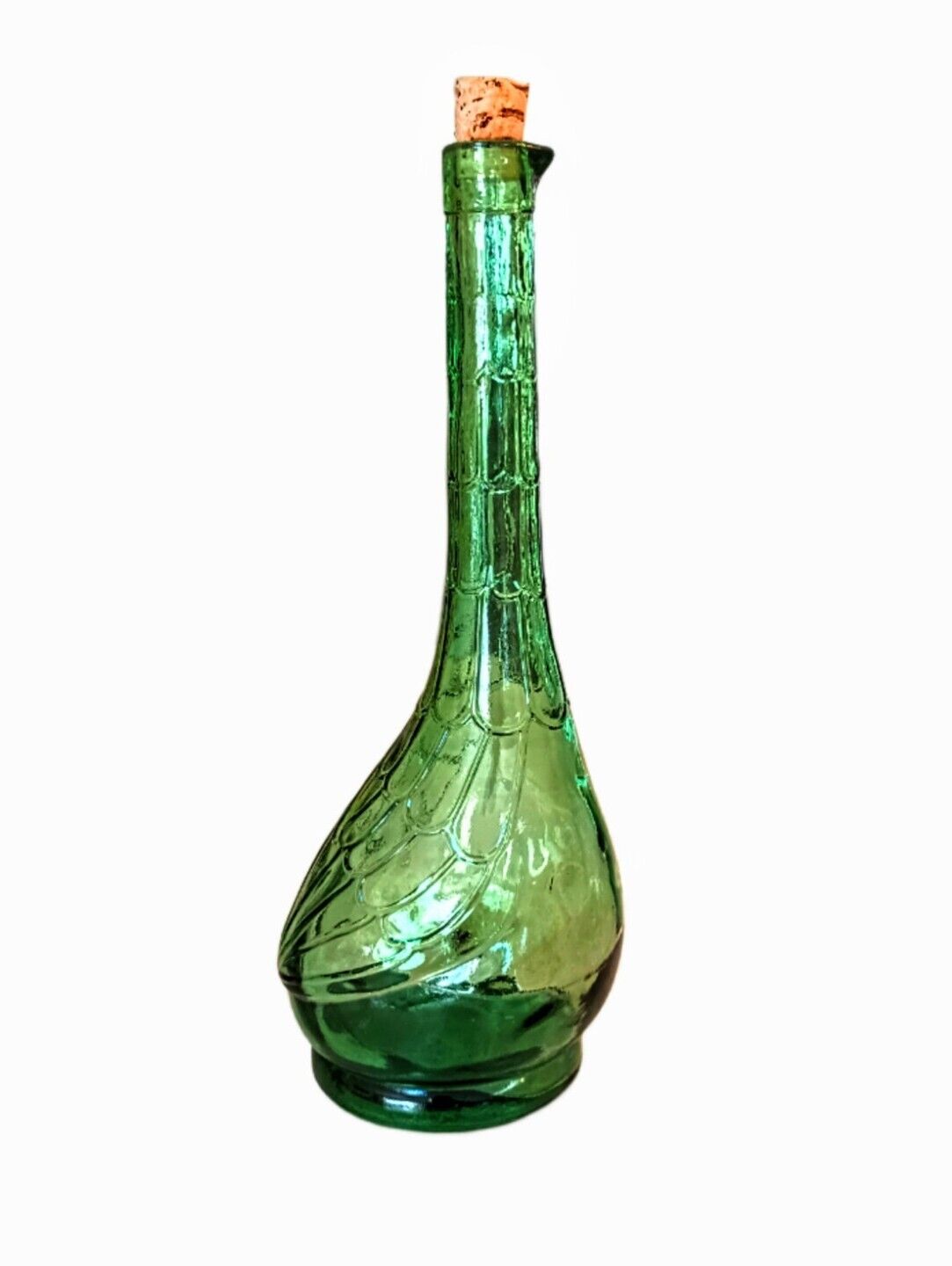 MCM Wine Bottle Glass Decanter Green Collectible Home Decor Vase Gift 