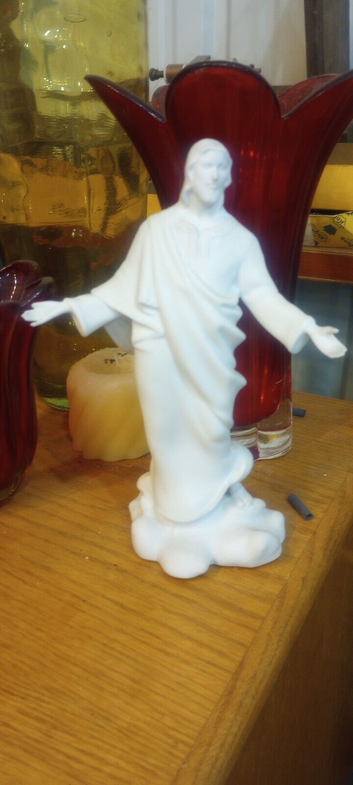 Fine Porcelain Teleflora Gift Jesus Statue Raising His Hands 10-1/2\