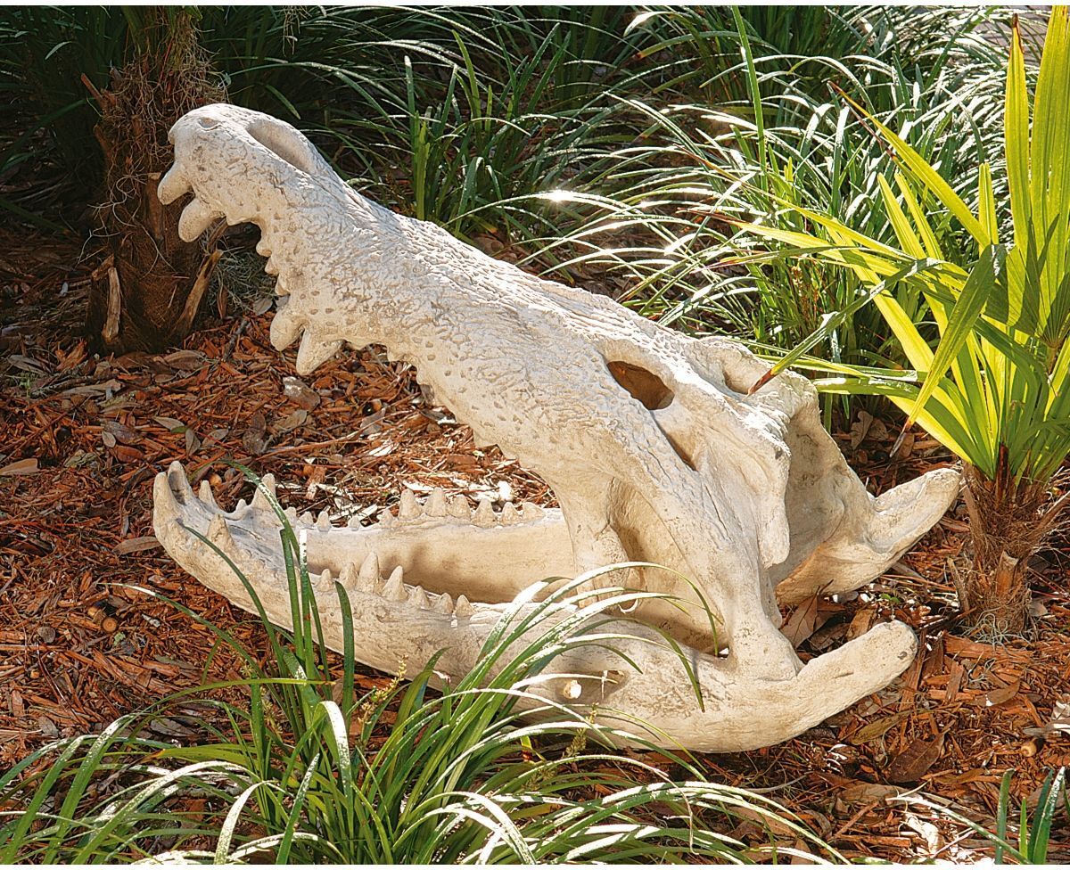 Menacing Jaws of Death Alligator Life Sized Replica Crocodile Skull Sculpture