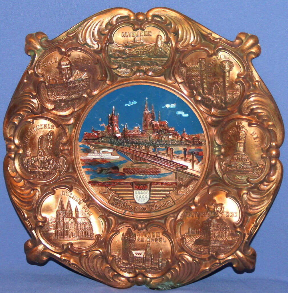 Vintage West Germany Ornate Copper Wall Hanging Plate