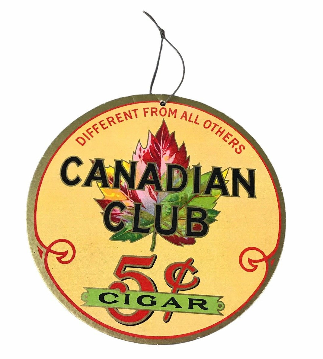 Original Vintage CANADIAN CLUB CIGAR Double Sided Cardboard Advertising Sign