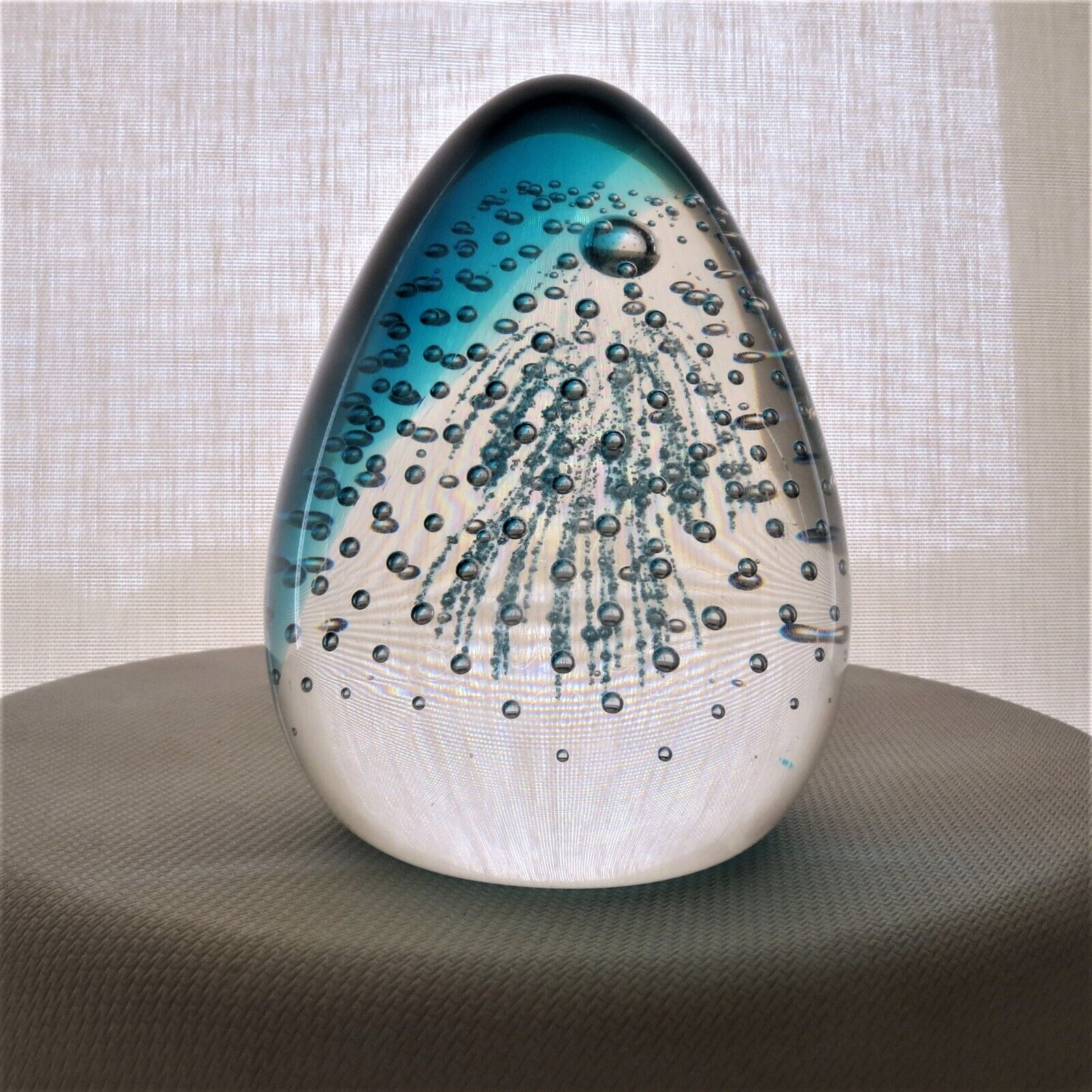 Art Glass Paperweight Caithness Scotland Fountain of Youth Hand Blown Oval Egg