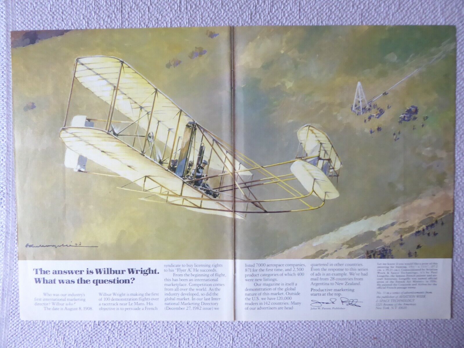 5/1983 PUB AVIATION WEEK PAUL LENGELLE WILBUR WRIGHT FLYER AN ORIGINAL AD