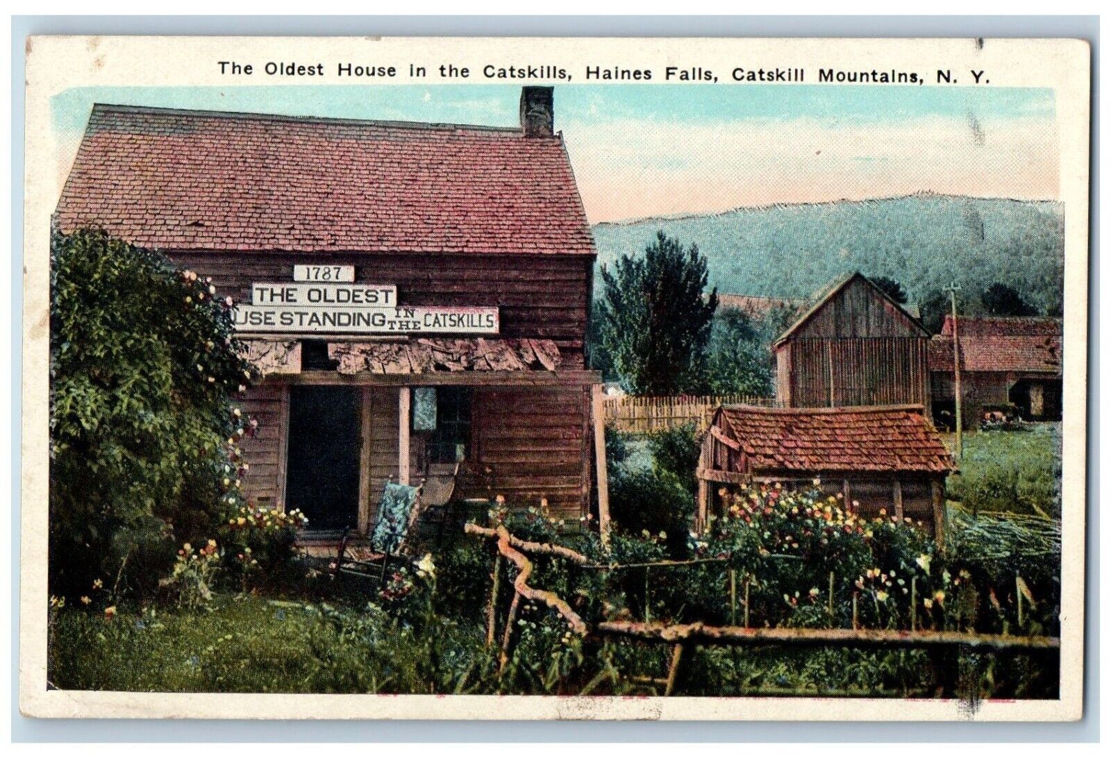 Catskill Mountains New York NY Postcard Oldest House Haines Falls Exterior c1920