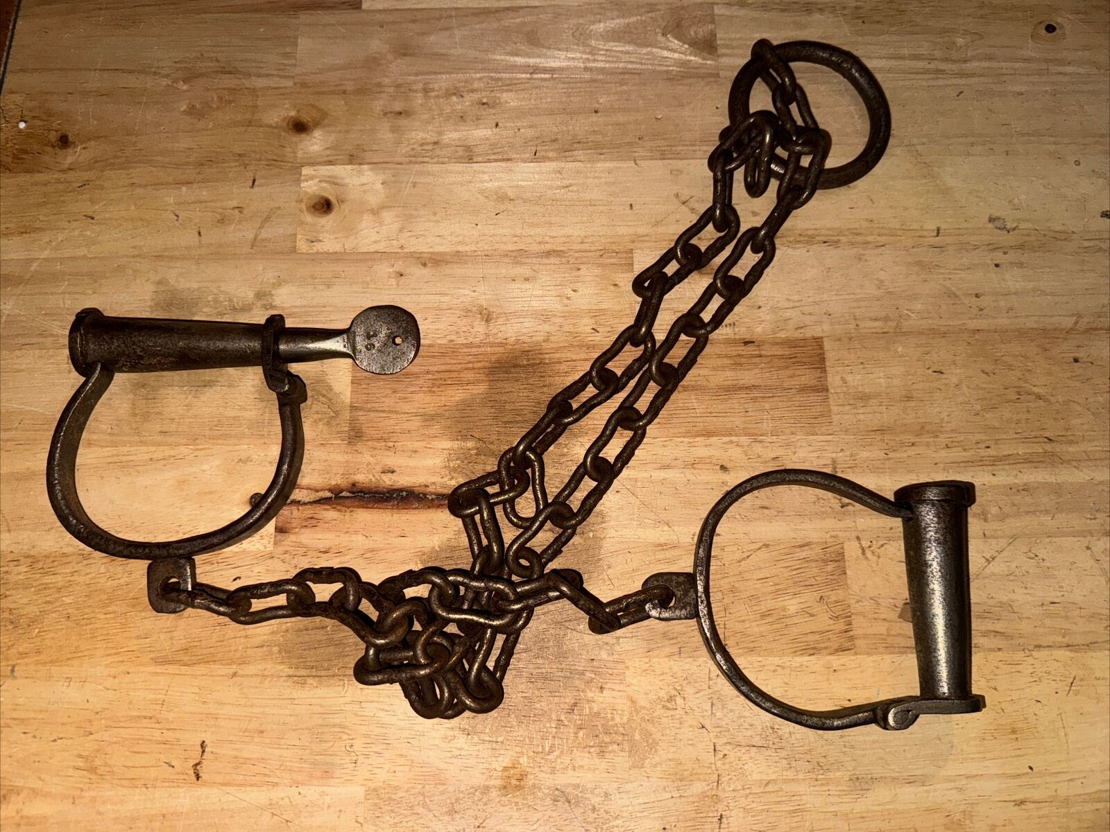 Leg Iron Prison Shackles Handcuff Solid Metal Patina Collector 50 Inch JAIL GIFT