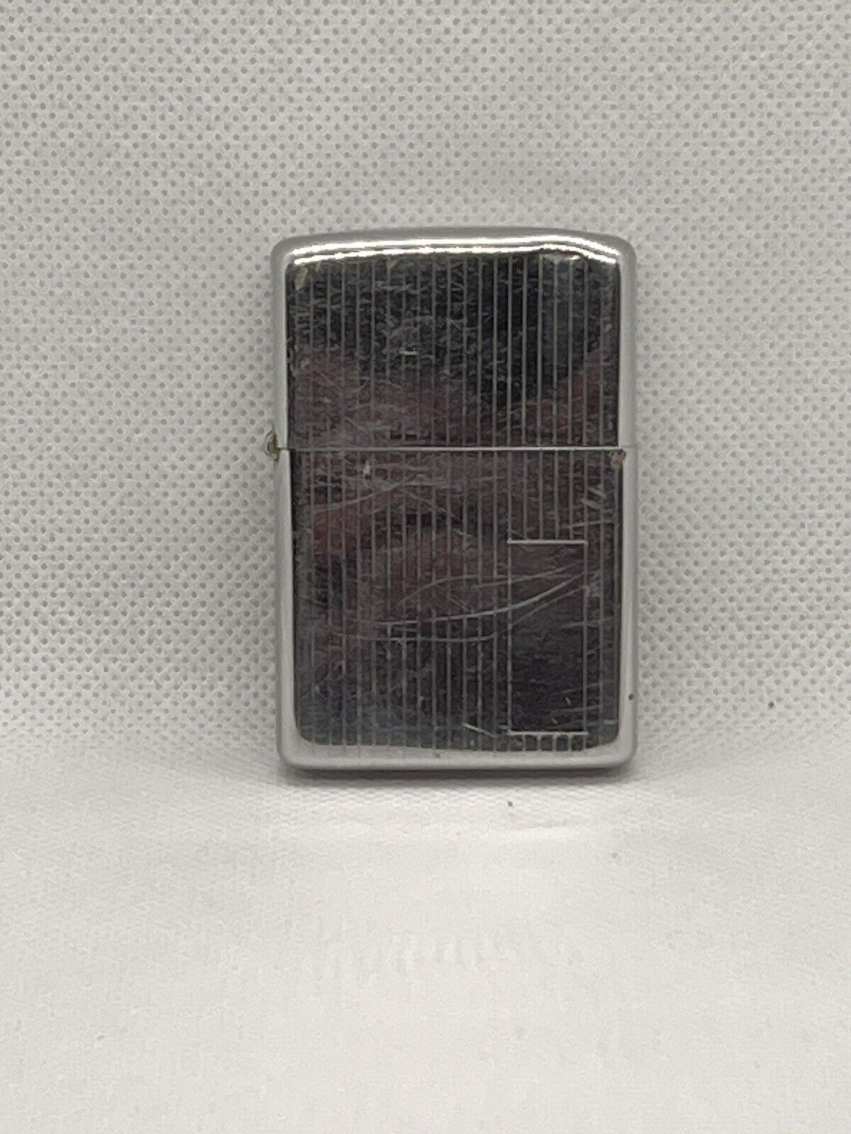 1974 Vintage Zippo Vertical Lines Chrome Lighter That Is In Excellent Condition