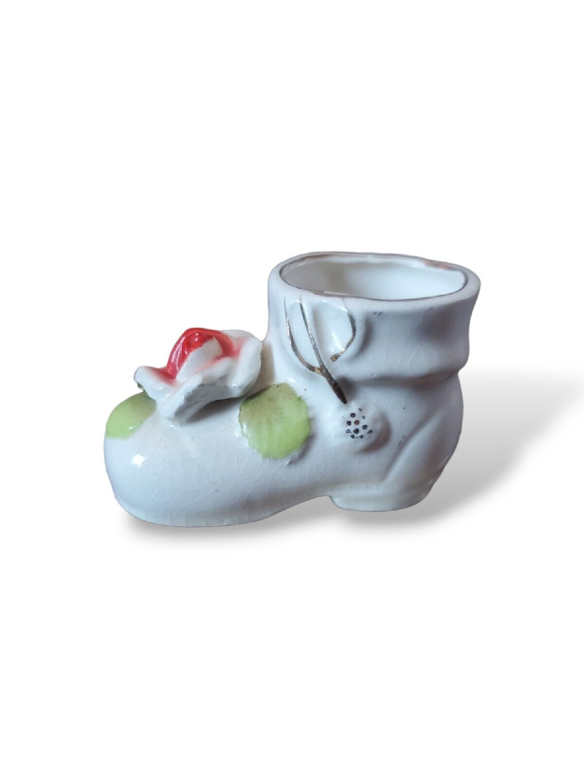 Vintage Miniature Ceramic Porcelain Floral Shoe Made in Japan #10