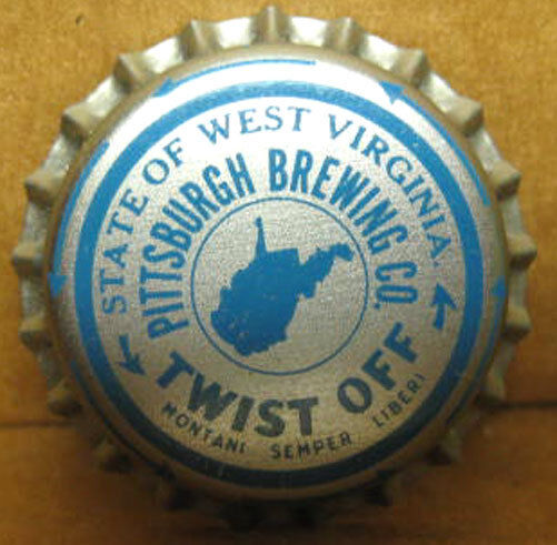 WEST VIRGINIA TAX Blue Beer CROWN Bottle CAP, TWIST OFF Pittsburgh, PENNSYLVANIA