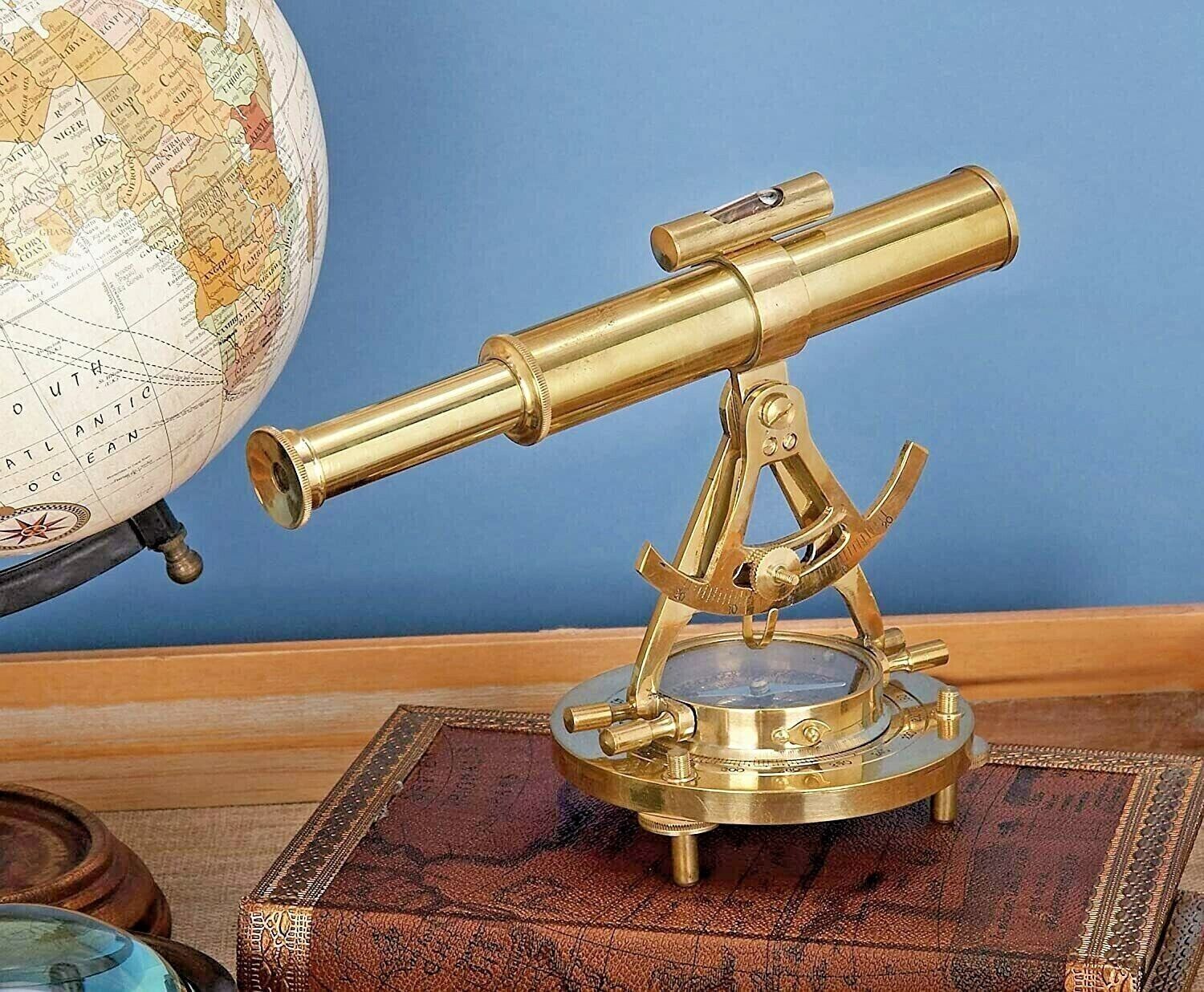 Brass Shiny Alidade Telescope Compass Nautical Collectible Vintage Gift