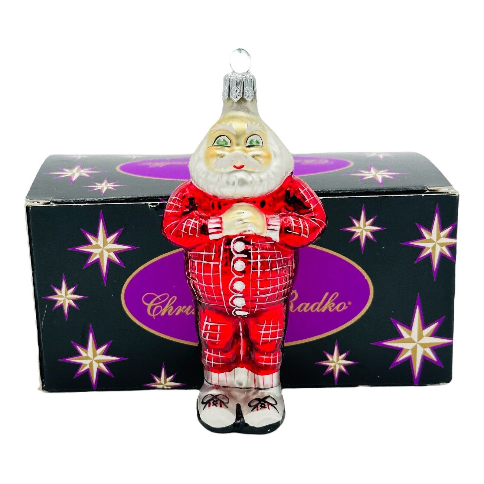 Christopher Radko Sleepy Time Santa Claus Glass Christmas Ornament 5” 1991