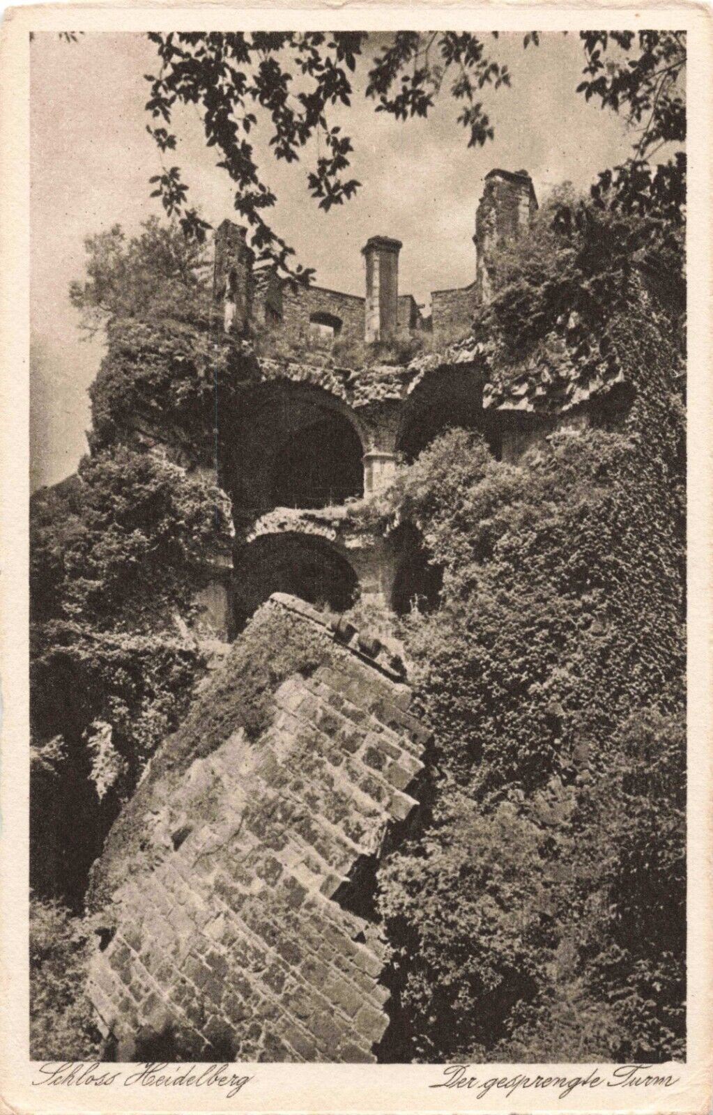 Heidelberg Germany, Smashed Tower of the Castle, Vintage Postcard