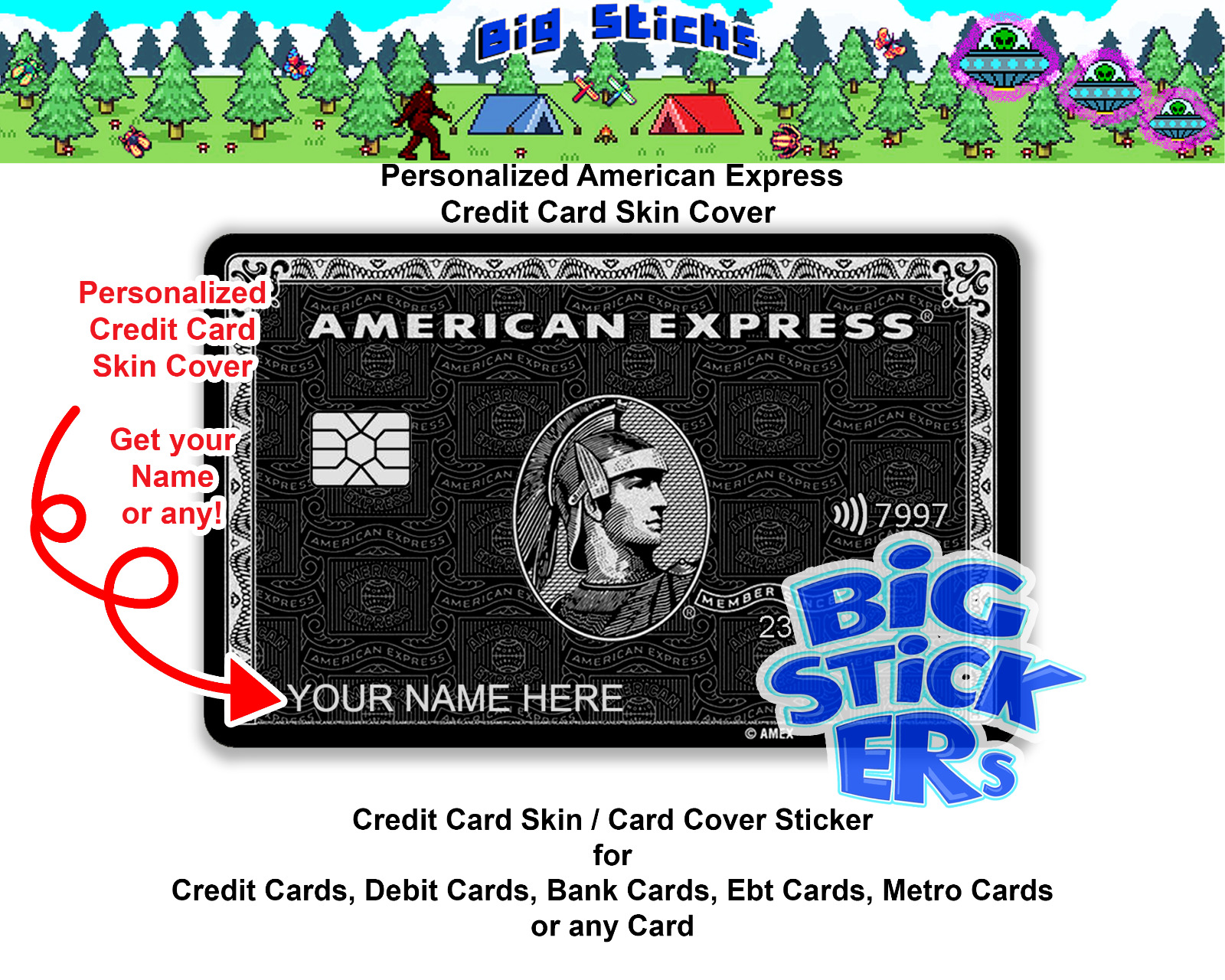 American Express Black AMEX Credit Card SMART Sticker Skin Wrap