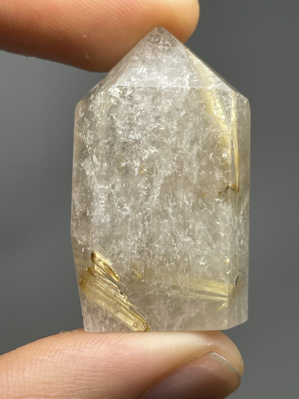 Natural Golden Rutilated Quartz 16.0g Polished TOWER crystal Etheric healing L4