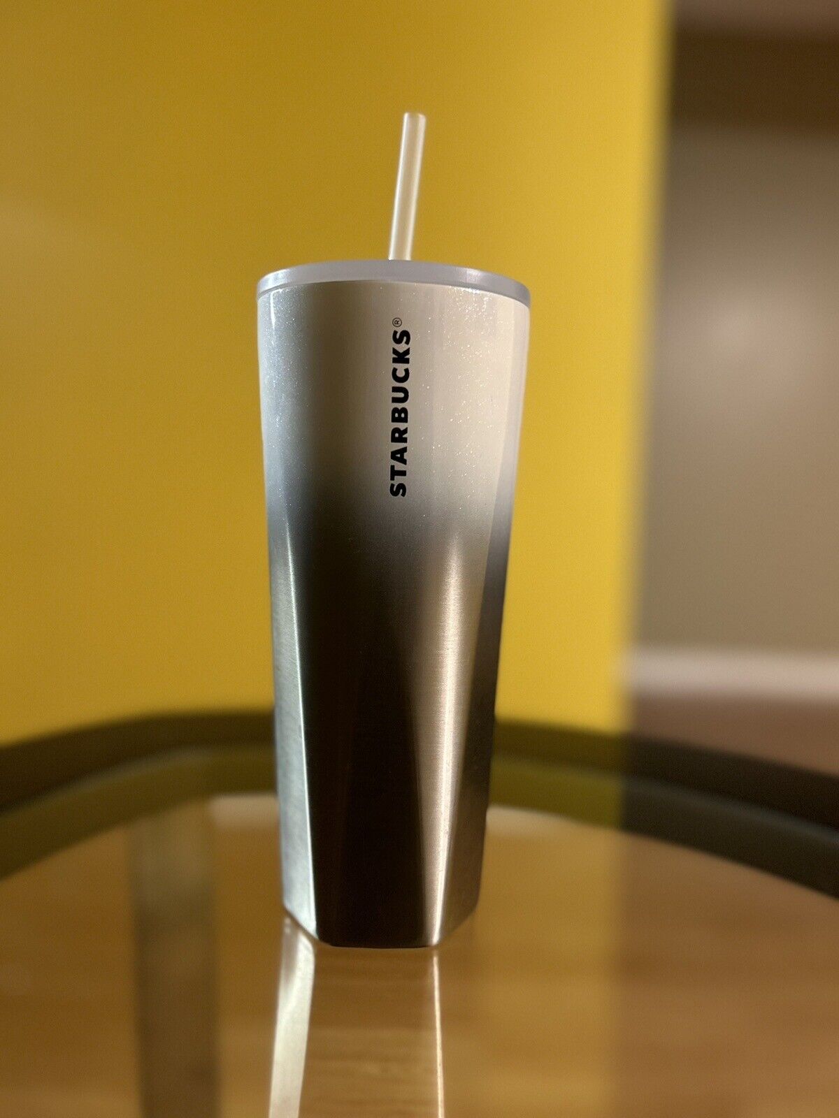 Starbucks Ombré Gray And White Stainless Steel Tumbler Cup