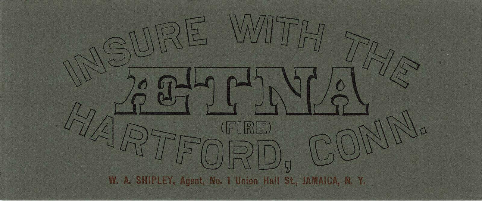 Insure With The Aetna (Fire), Hartford, Connecticut, Early Ink Blotter, Unused