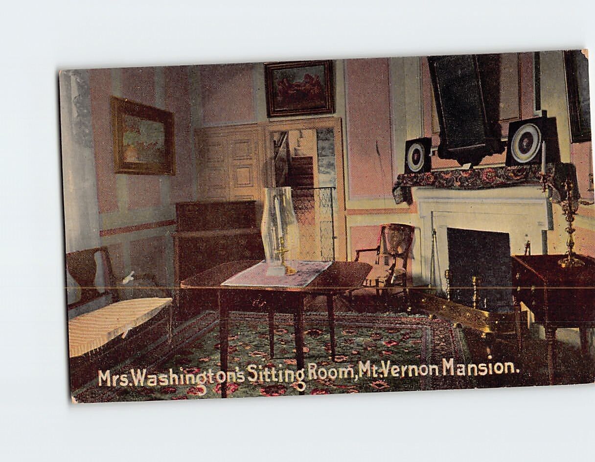 Postcard Mrs. Washington's Sitting Room Mt. Vernon Mansion Virginia USA