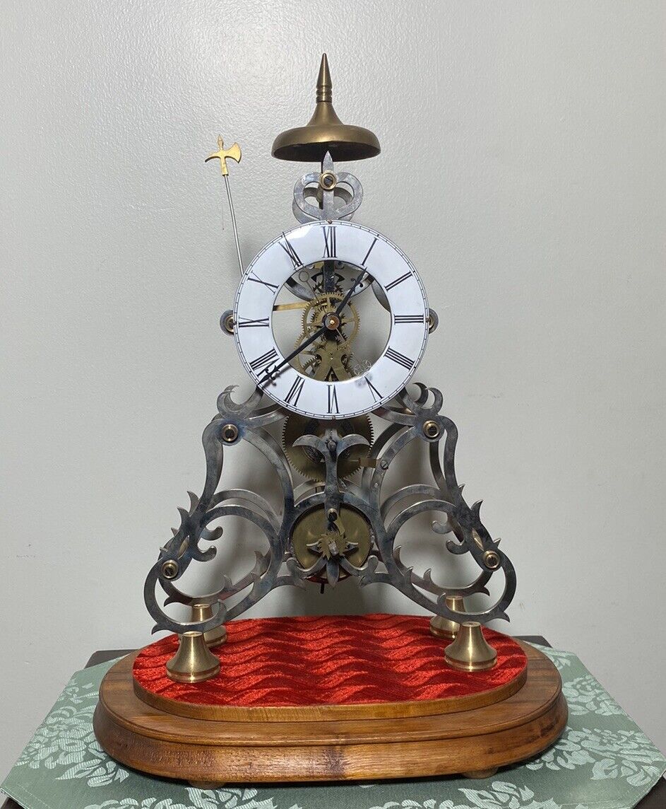 Vtg Or Antique Fusee Skeleton Clock Runs-Needs Pendulum Read Rare ~18.5”