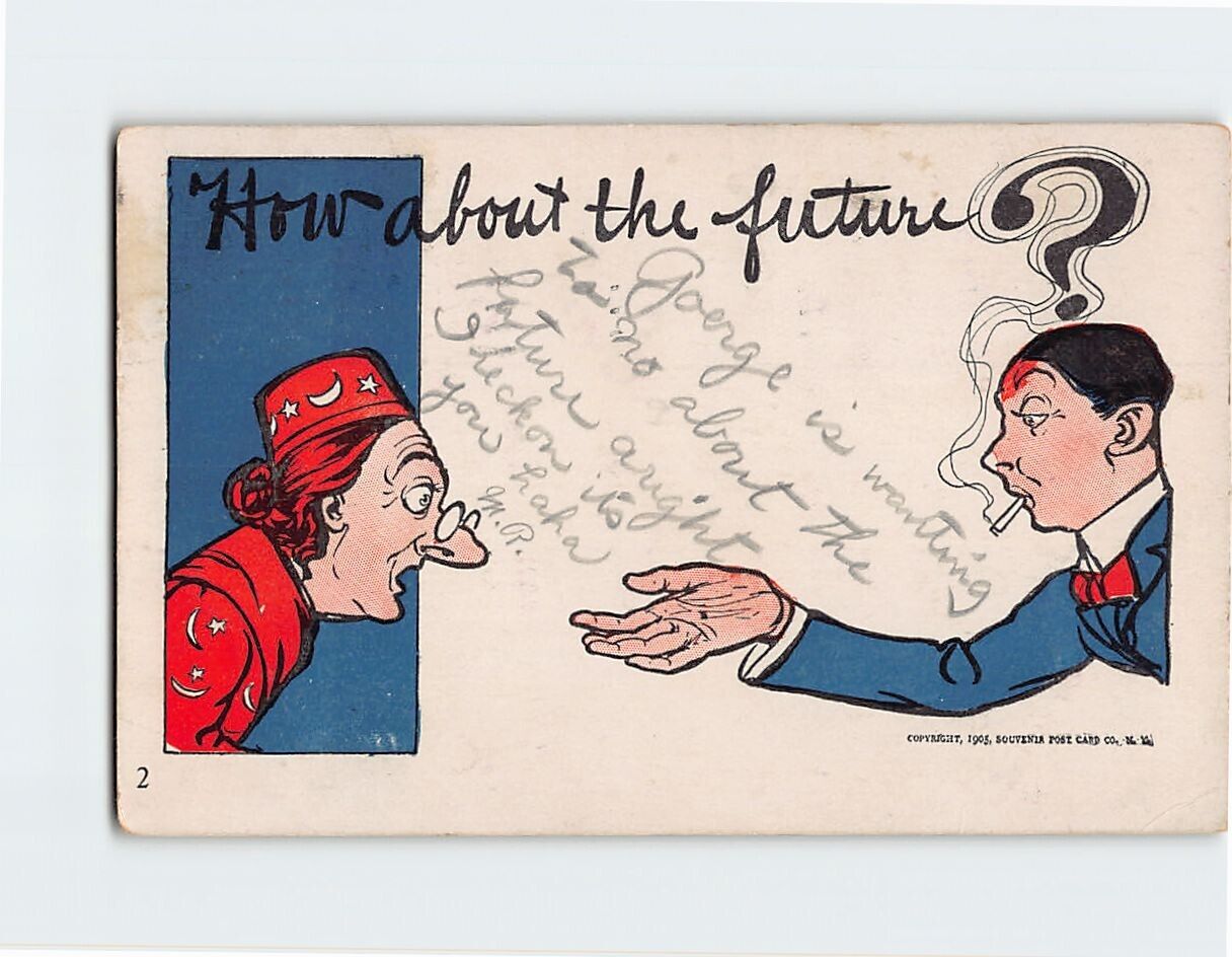Postcard How about the future? with Lovers Comic Art Print