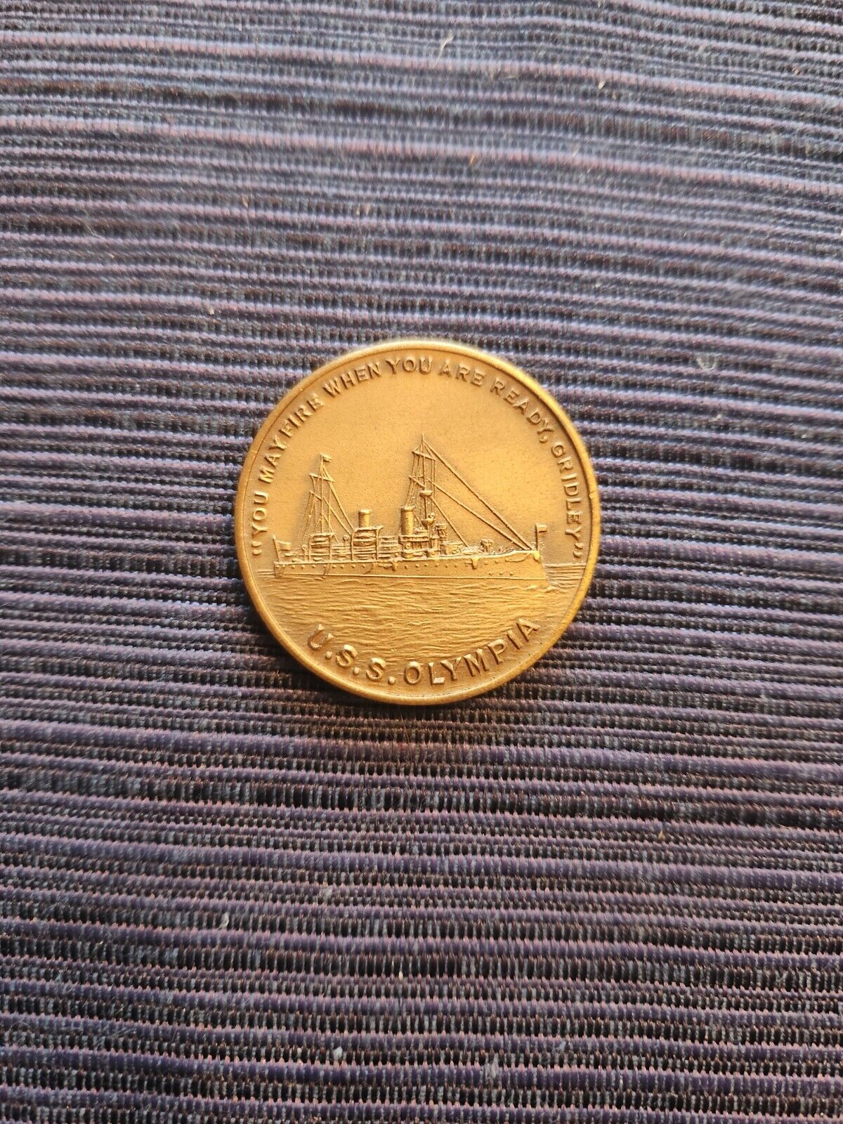 USS Olympia Commemorative Token Medal Made from Propeller of Adm. Dewey’s Ship