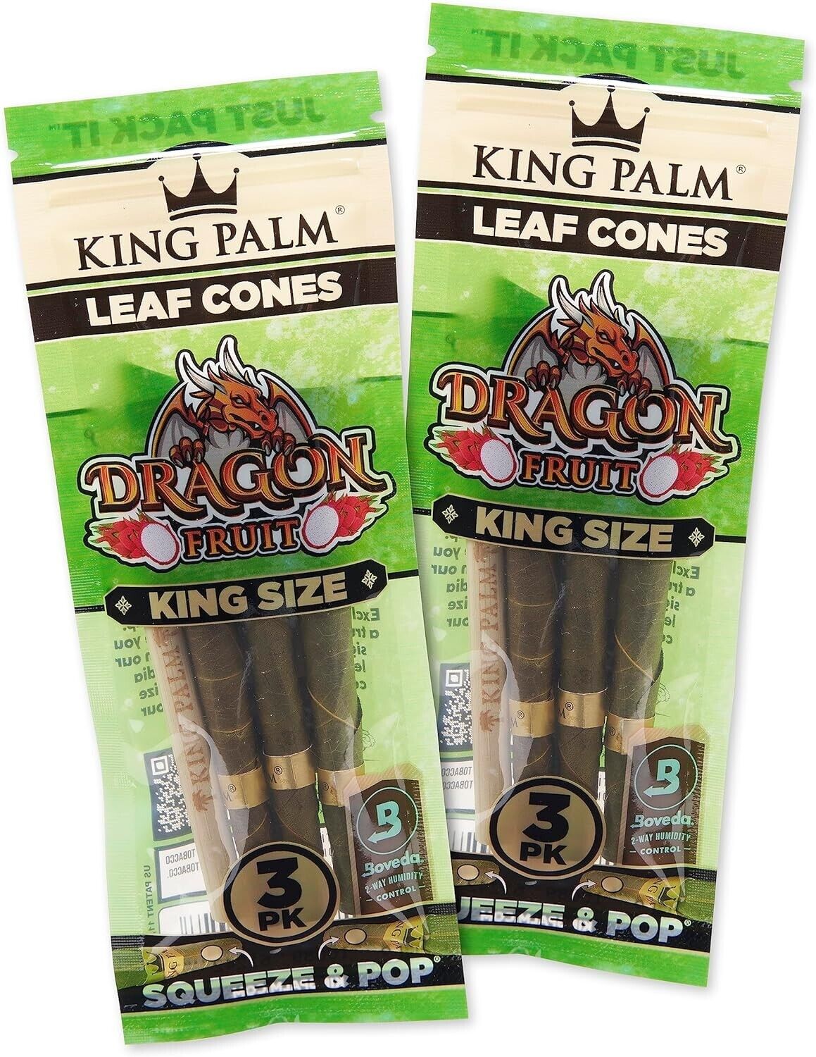 King Palm | King | Dragon Fruit | Palm Leaf Rolls | 2 Packs of 3 Each = 6 Rolls