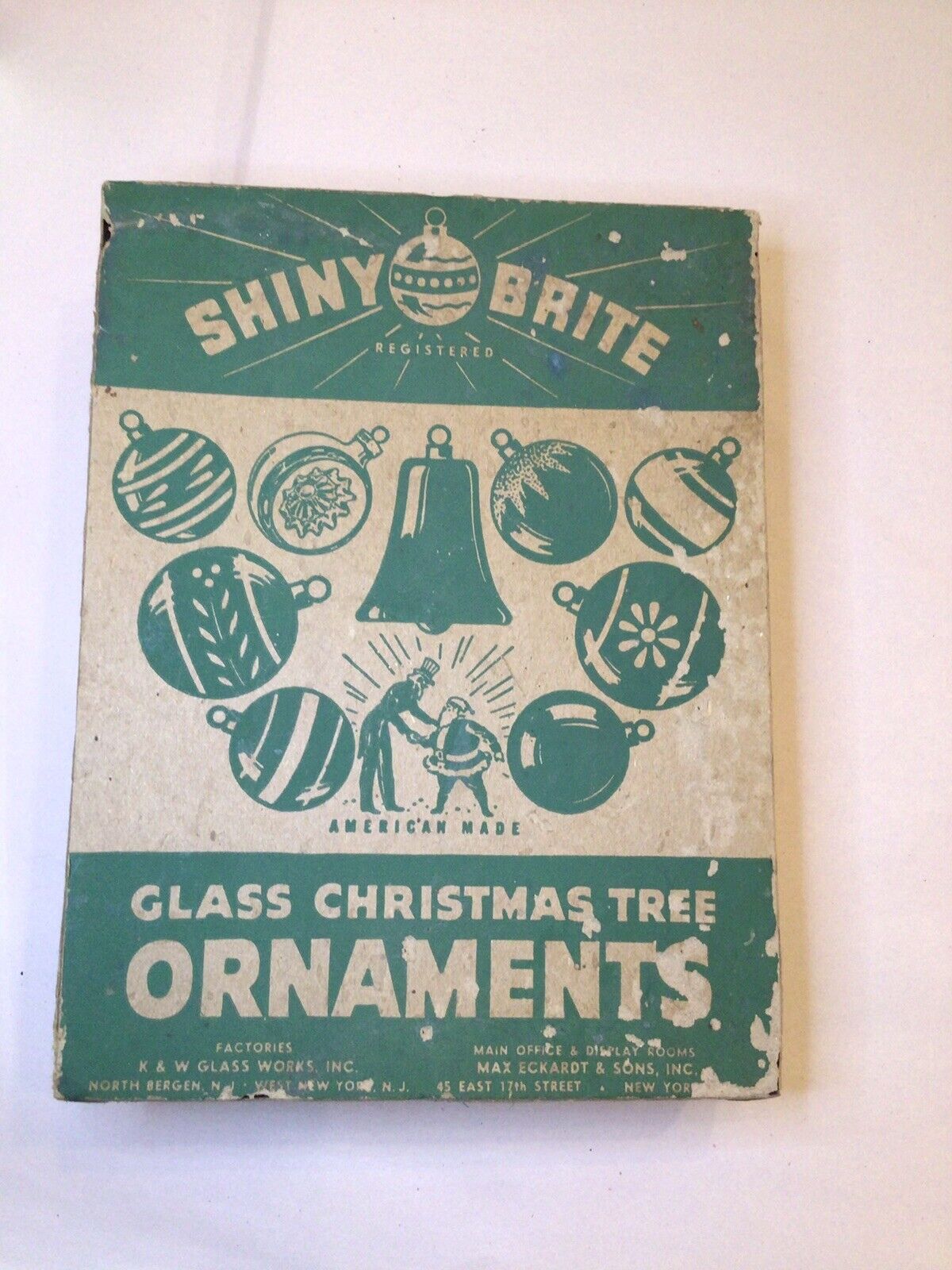 Shiny Brite Powder Pink Ornaments With Box 9 Pink And 1 Green Ornament