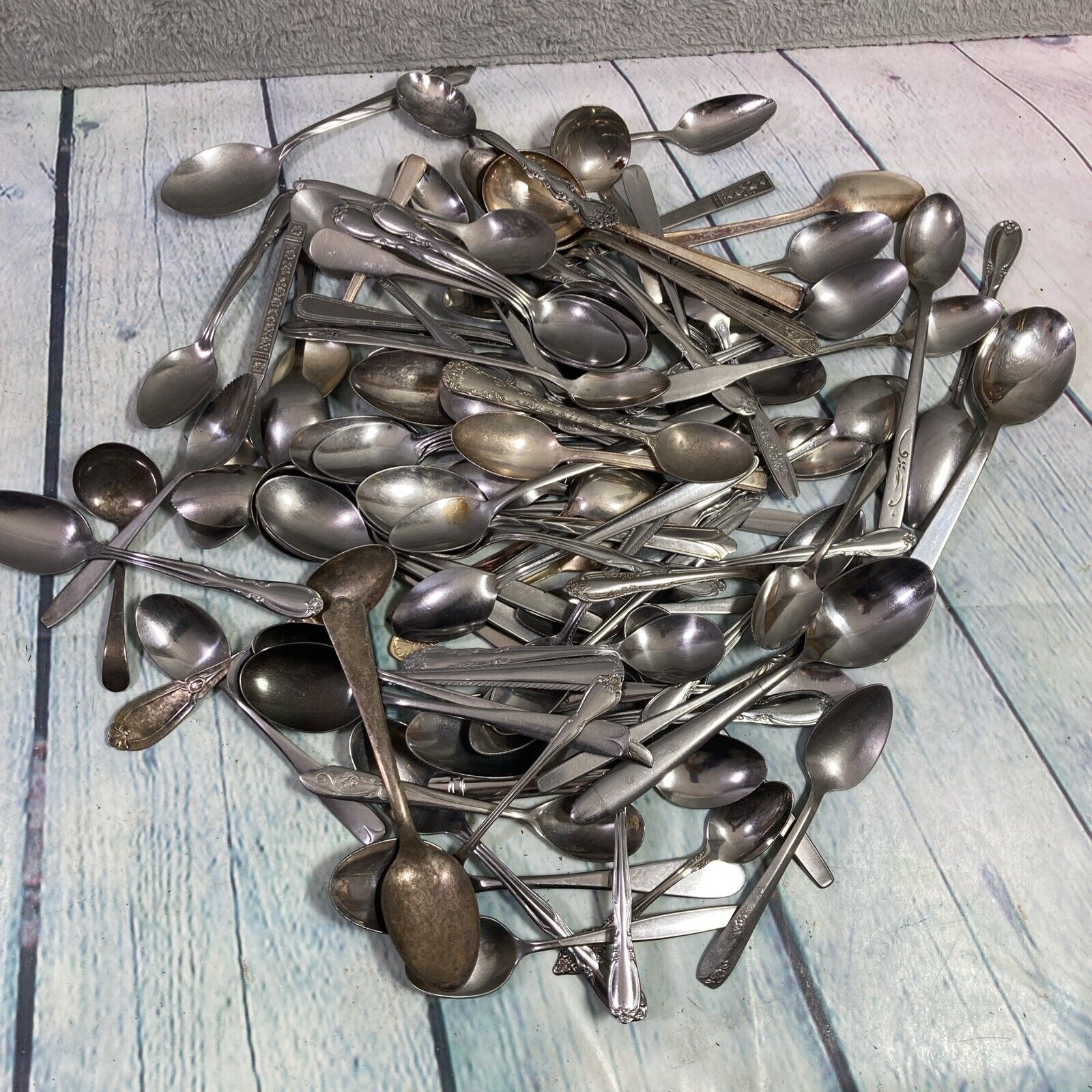 85+ Stainless Silverplate Spoons Crafting Lot Flatware Silverware Various Size 1