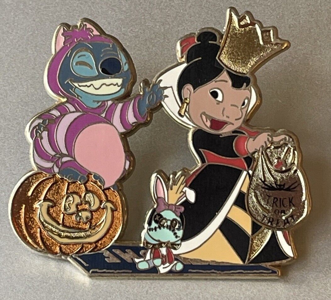 WDI Disney Lilo Stitch & Scrump as Cheshire Queen of Hearts Halloween Pin 93519