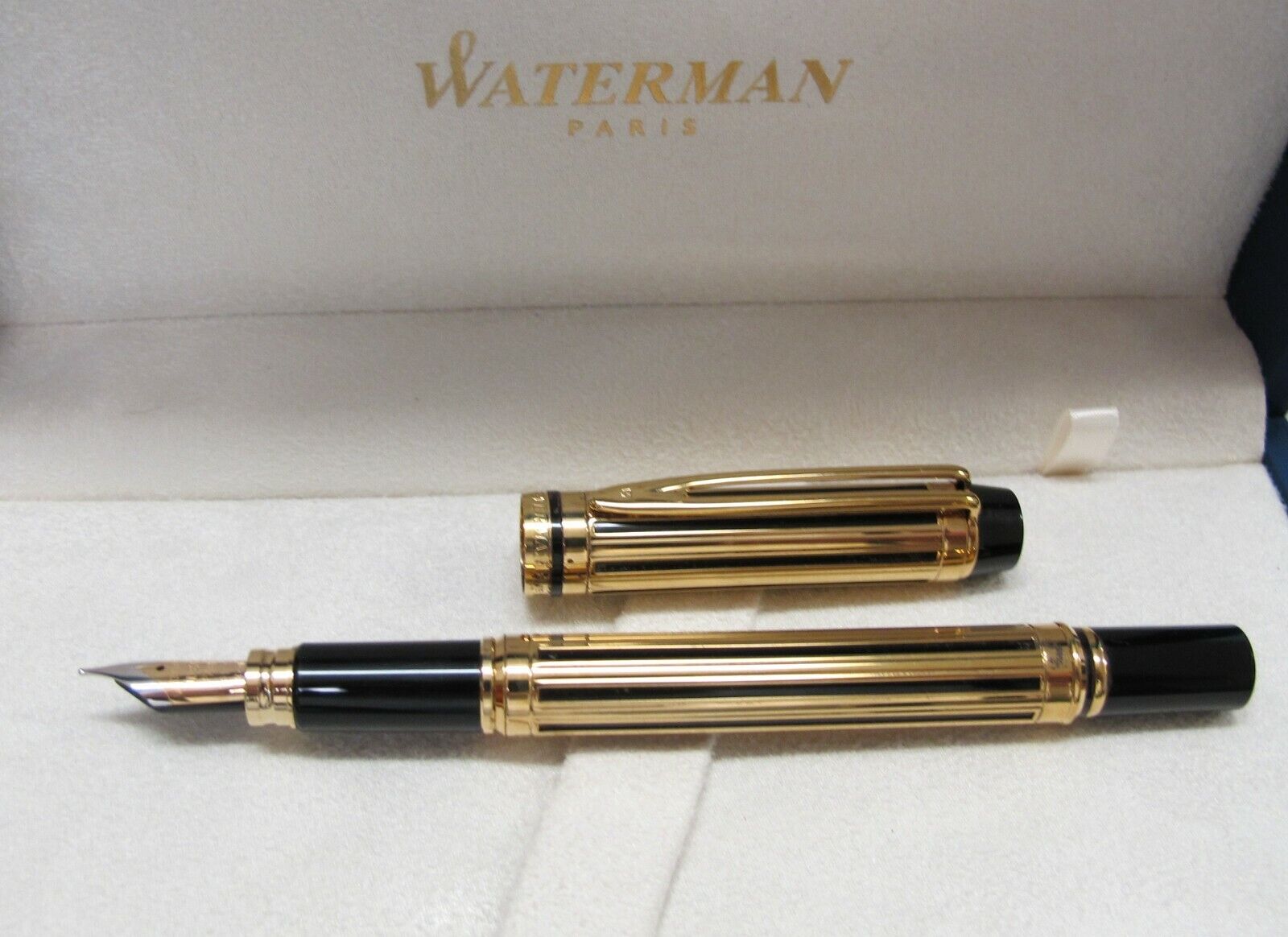 Waterman Leman 200 Gold Night & Day Fountain Pen 18k Gold Fine Pt  In Box Mint *
