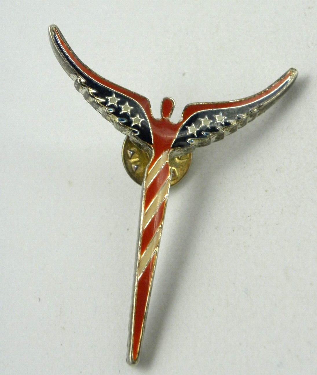 Vintage Signed Lavaggi Angel of Reconciliation Pin United States Flag USA Brooch