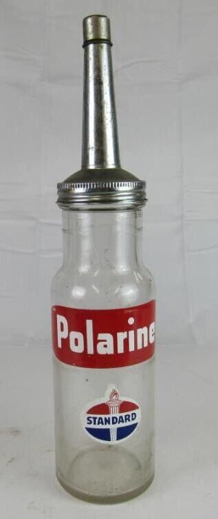 Antique Standard Oil Polarine Quart Glass Oil Bottle