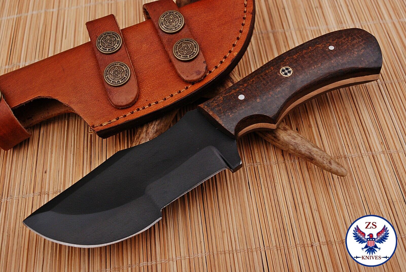 TRACKER 1095 CARBON STEEL TRACKER HUNTING KNIFE WITH MICARTA HANDLE - ZS 84