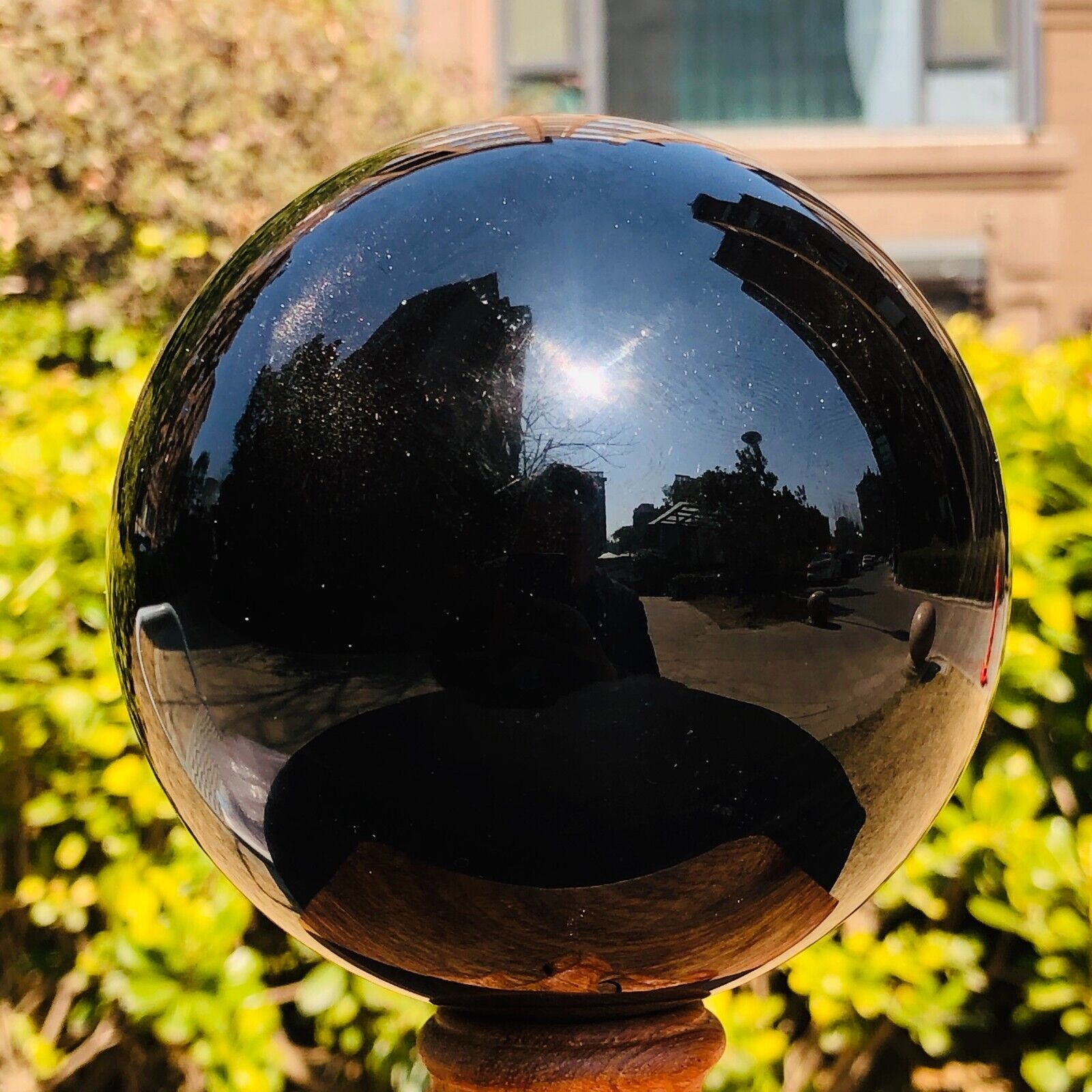 2.66LB Natural Silver Black Obsidian Sphere Quartz Crystal Ball Healing