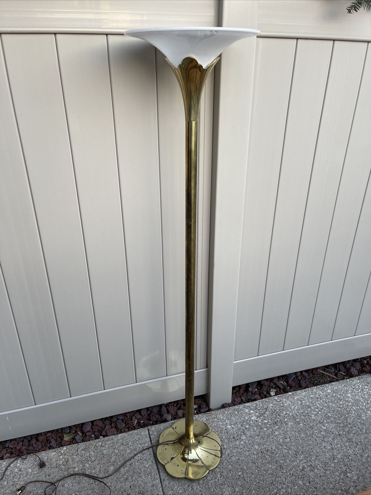 Mid Century Style Hollywood Regency Stiffel Brass Torchiere Tulip Floor Lamp