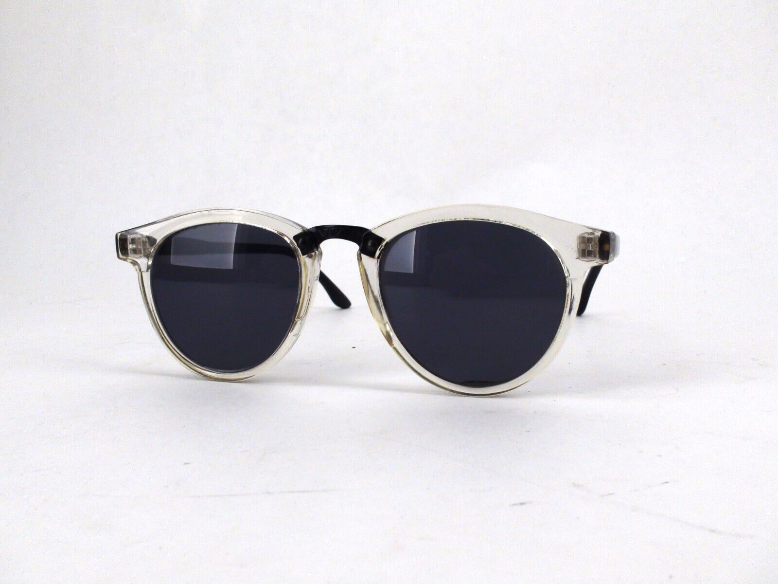 Vintage Clear Plastic Rimmed Sunglasses - Good Condition - Black Accents