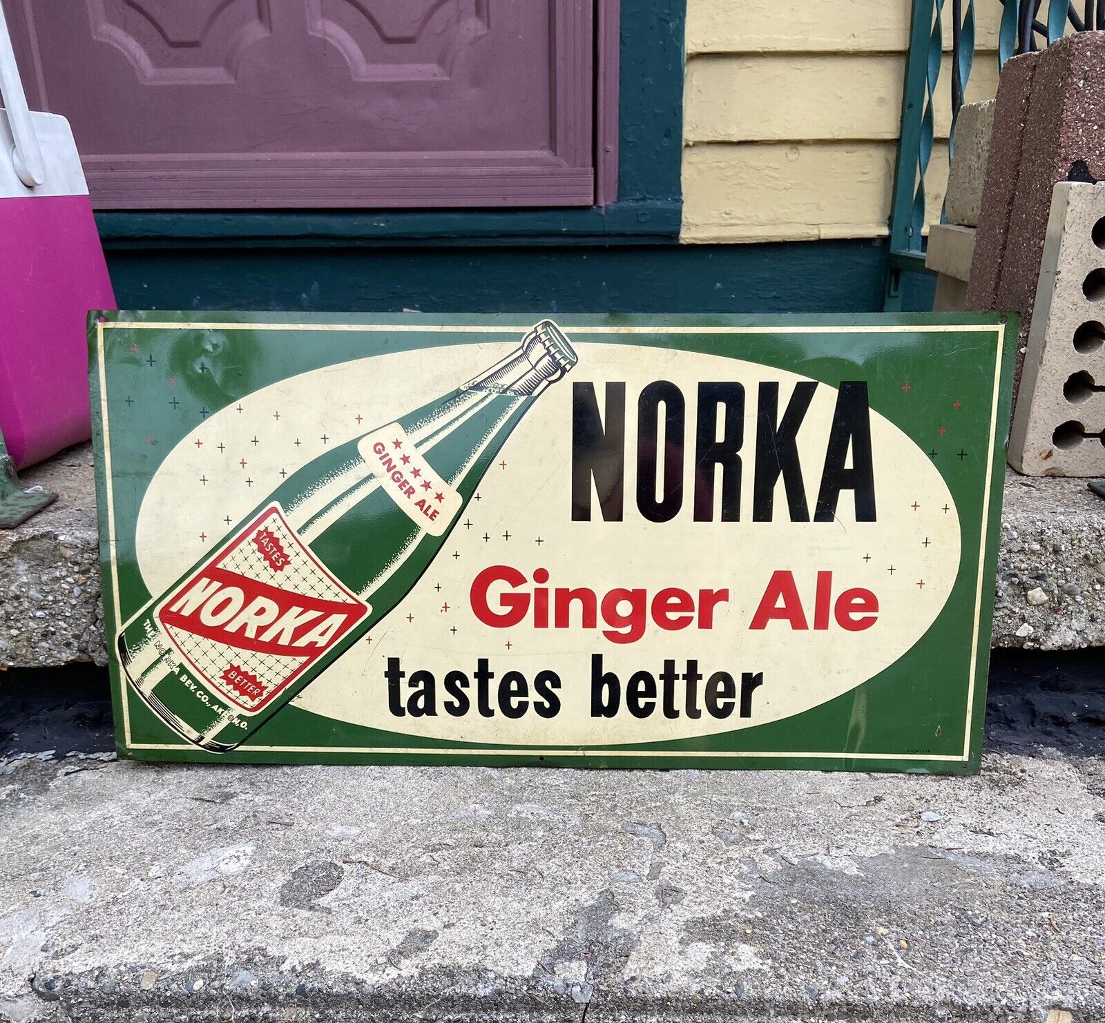 Vintage NORKA Ginger Ale Original Metal Advertising Sign
