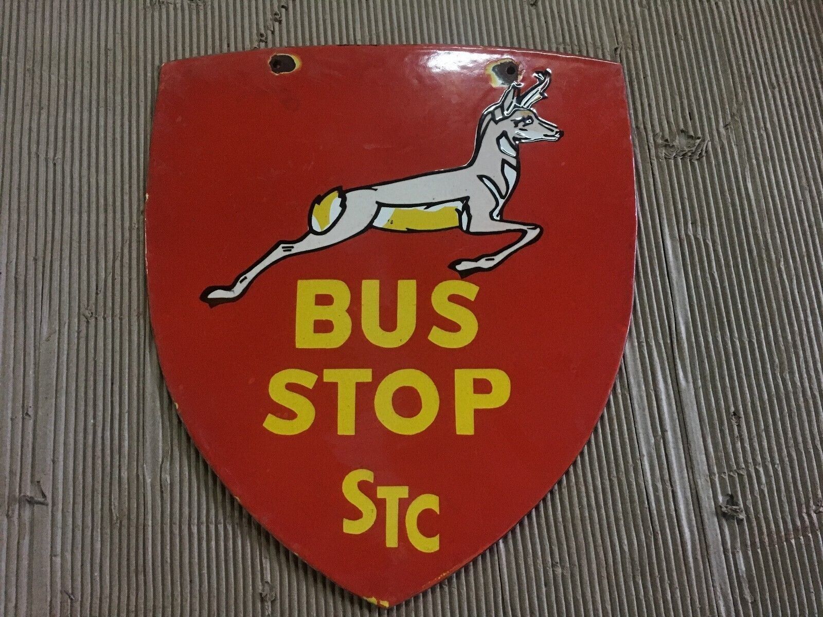 PORCELAIN STC BUS STOP ENAMEL SIGN 24 INCHES DOUBLE SIDED