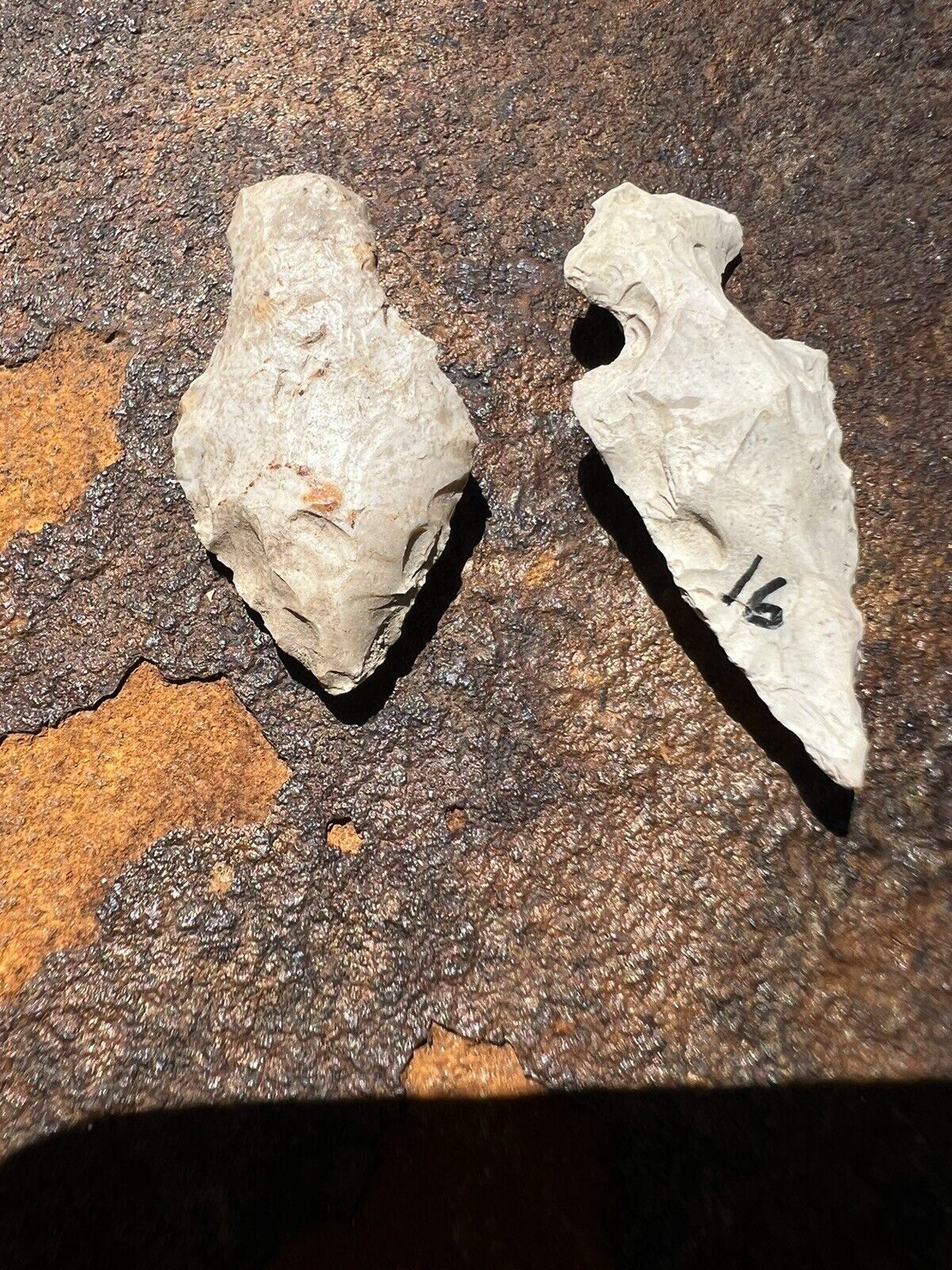 Two Authentic￼arrowheads, Sidenotched, Contracting Stem, Alachua County Florida