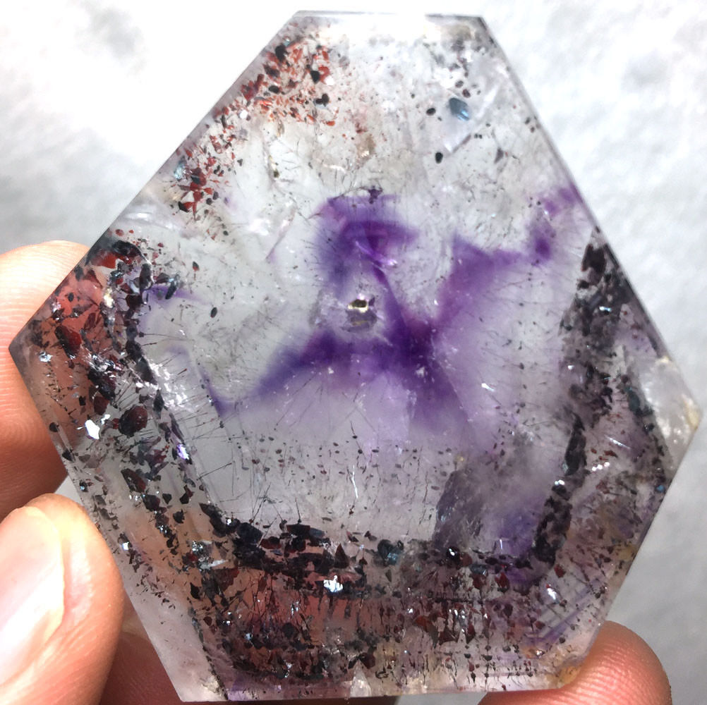 129ct WOW Diamond Grade Super Seven Amethyst Quartz Crystal -NAMIBIA 