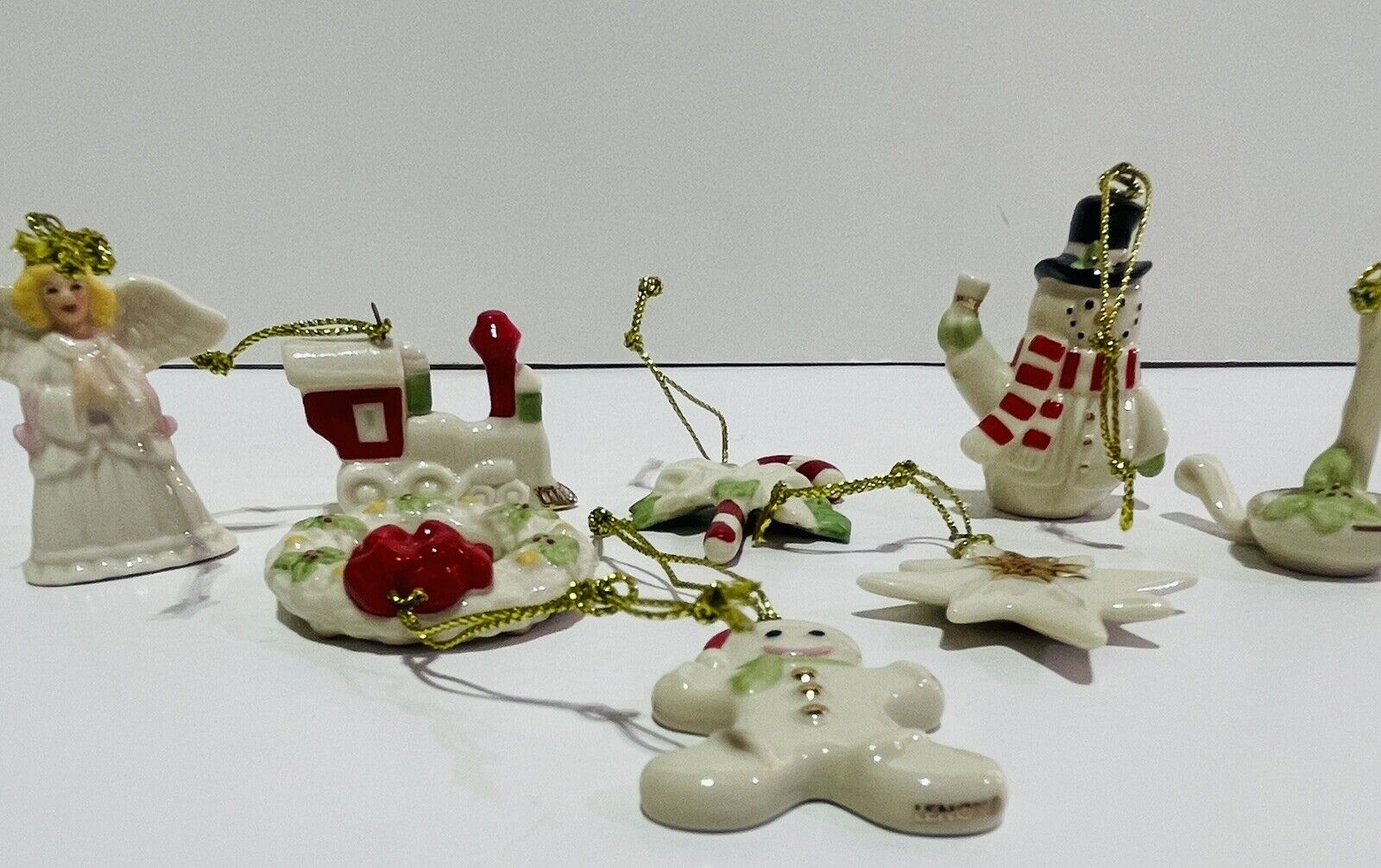 Lenox Winter Delights 8 Miniature Ornaments Candle Train Gingerbread Man Star