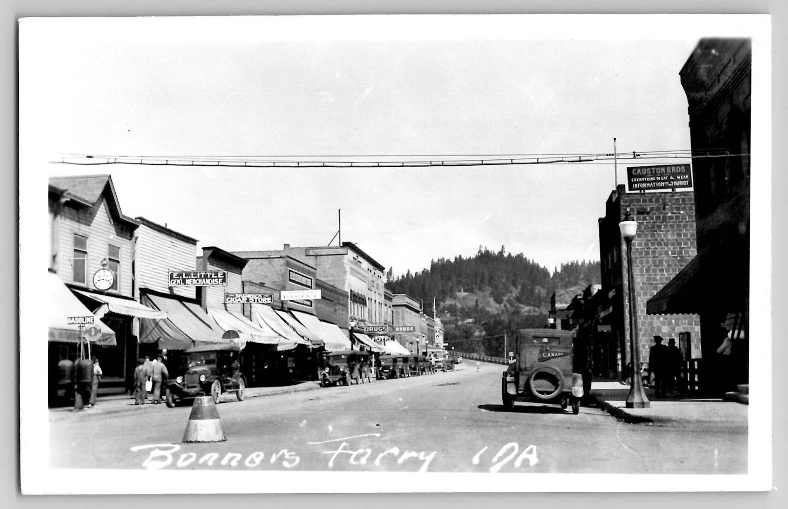 Bonners Ferry Idaho ID Main Street View Old Cars RPPC Real Photo Postcard 1920s