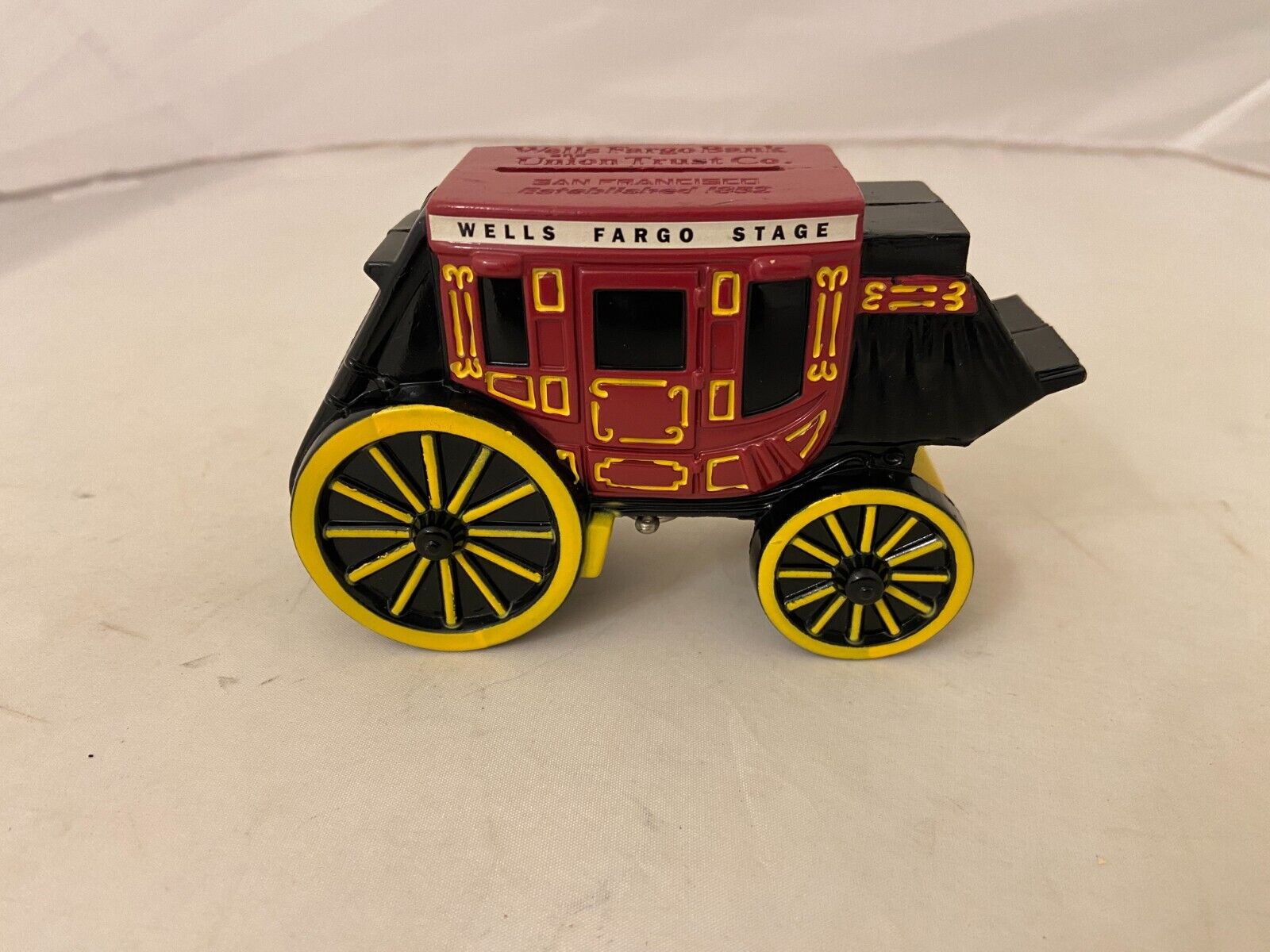 Wells Fargo Stage Coach Union Trust Metal Piggy Bank With Key Collectible Promo