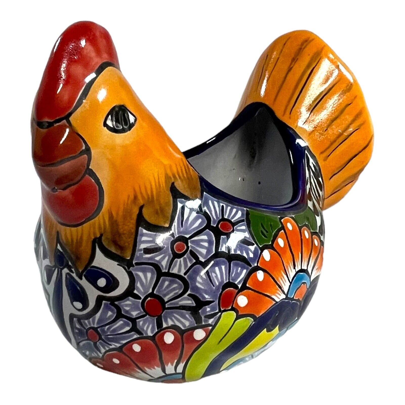 Large Hen Colorful Chicken Large Talavera Southwest Planter Made In Mexico 9”